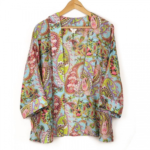 Aqua Mix Paisley Print Kimono by Peace of Mind